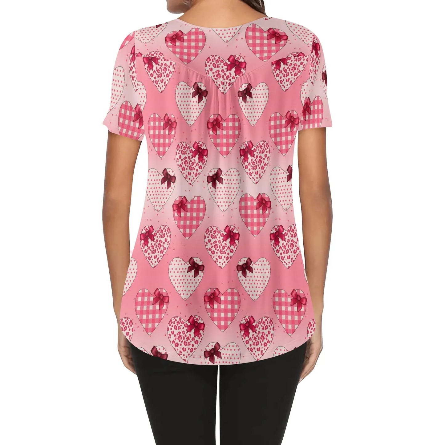 lockere-bluse-mit-u-ausschnitt-und-kurzen-armeln-fur-damen-gifted-heart-bluse-jlr-design-2 - JLR Design