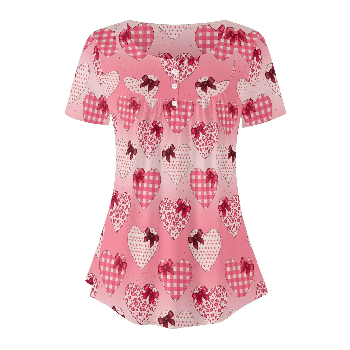 lockere-bluse-mit-u-ausschnitt-und-kurzen-armeln-fur-damen-gifted-heart-bluse-jlr-design-3 - JLR Design