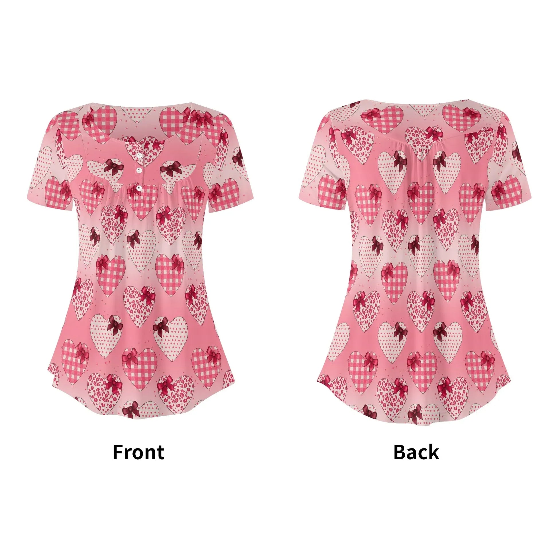 lockere-bluse-mit-u-ausschnitt-und-kurzen-armeln-fur-damen-gifted-heart-bluse-jlr-design-5 - JLR Design