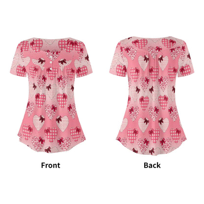 lockere-bluse-mit-u-ausschnitt-und-kurzen-armeln-fur-damen-gifted-heart-bluse-jlr-design-5 - JLR Design