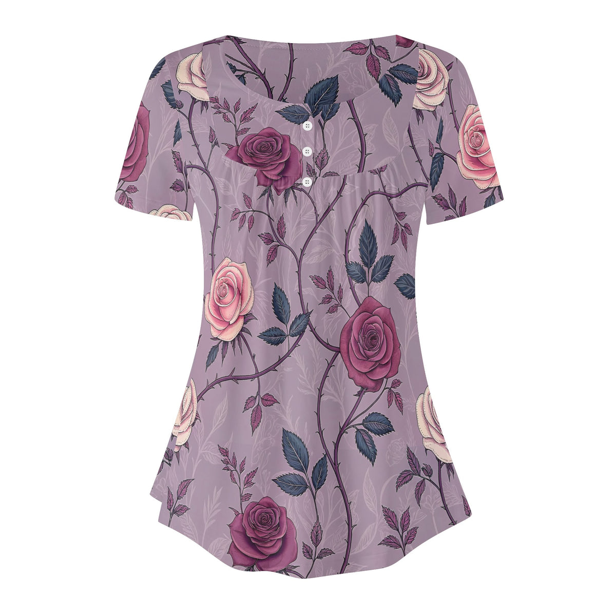 lockere-bluse-mit-u-ausschnitt-und-kurzen-armeln-fur-damen-gothic-roses-v1-bluse-jlr-design-jlr-design-de-3 - JLR Design