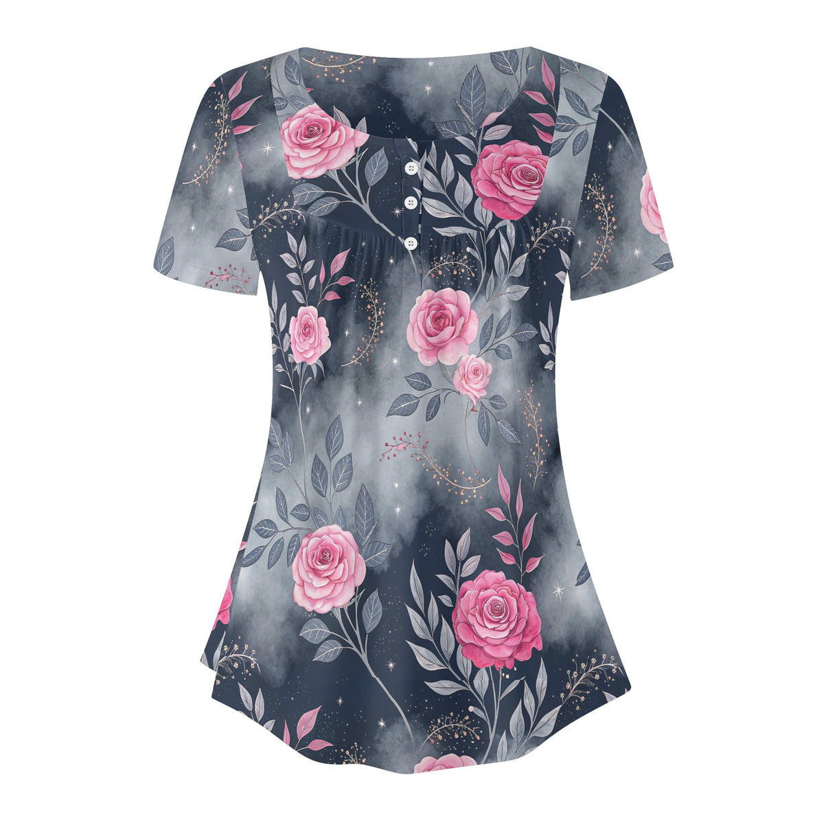 lockere-bluse-mit-u-ausschnitt-und-kurzen-armeln-fur-damen-gothic-roses-v12-bluse-jlr-design-jlr-design-de-3 - JLR Design