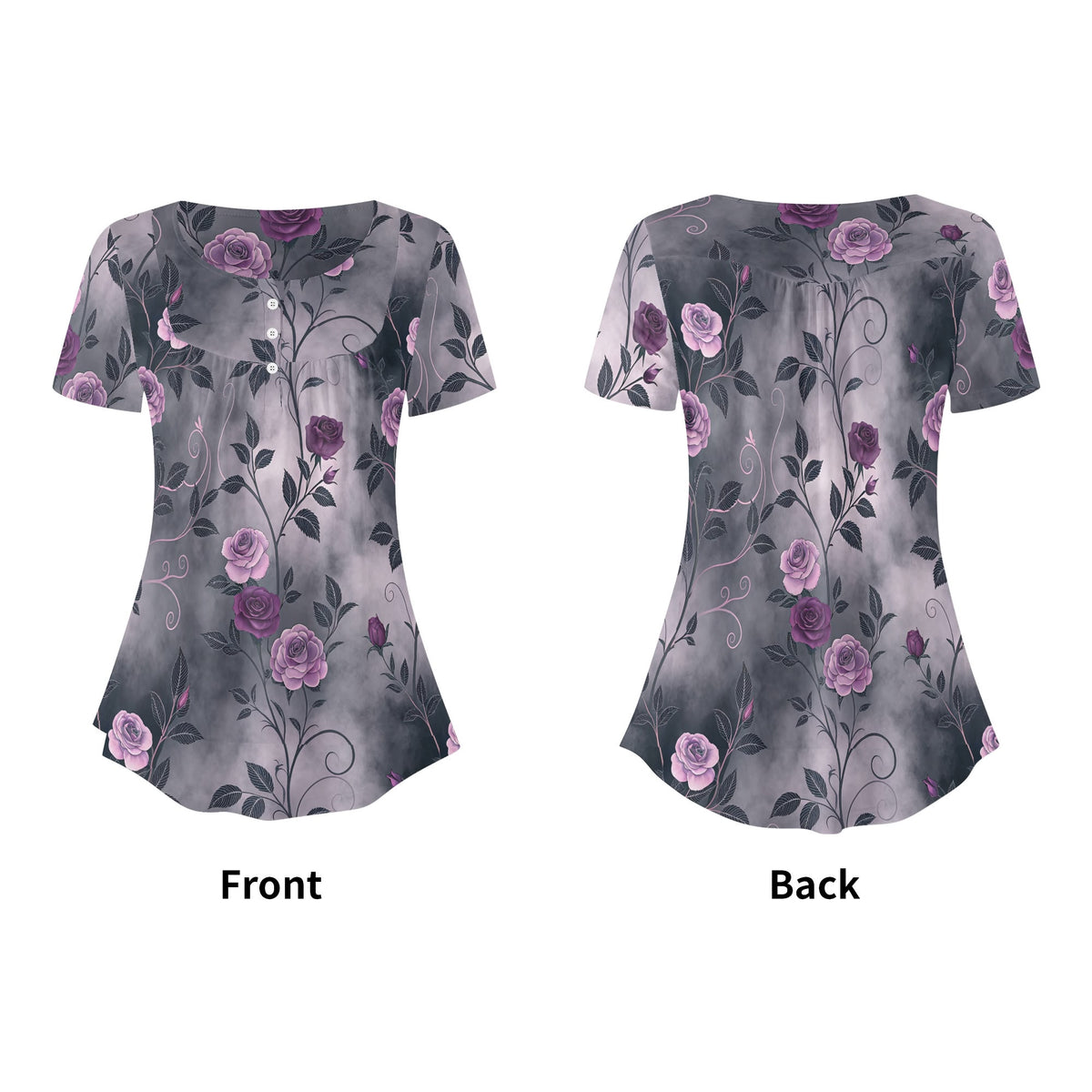 lockere-bluse-mit-u-ausschnitt-und-kurzen-armeln-fur-damen-gothic-roses-v14-bluse-jlr-design-jlr-design-de-5 - JLR Design