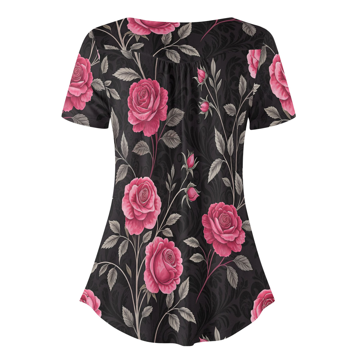 lockere-bluse-mit-u-ausschnitt-und-kurzen-armeln-fur-damen-gothic-roses-v5-bluse-jlr-design-jlr-design-de-4 - JLR Design
