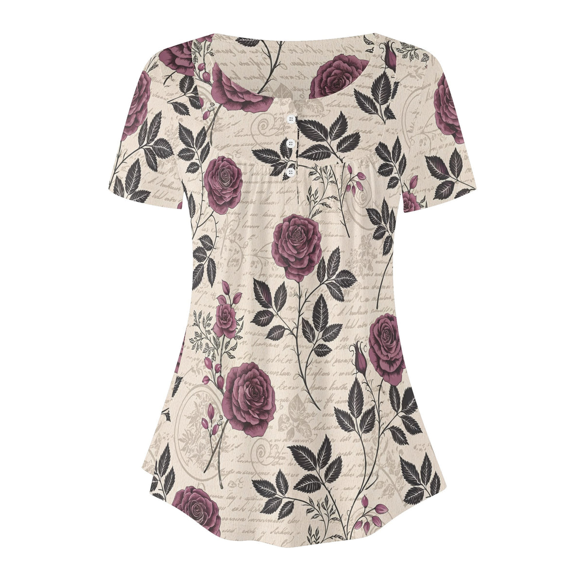lockere-bluse-mit-u-ausschnitt-und-kurzen-armeln-fur-damen-gothic-roses-v8-bluse-jlr-design-jlr-design-de-3 - JLR Design