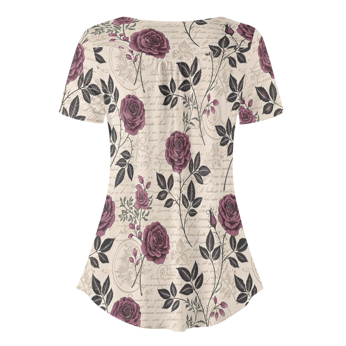 lockere-bluse-mit-u-ausschnitt-und-kurzen-armeln-fur-damen-gothic-roses-v8-bluse-jlr-design-jlr-design-de-4 - JLR Design