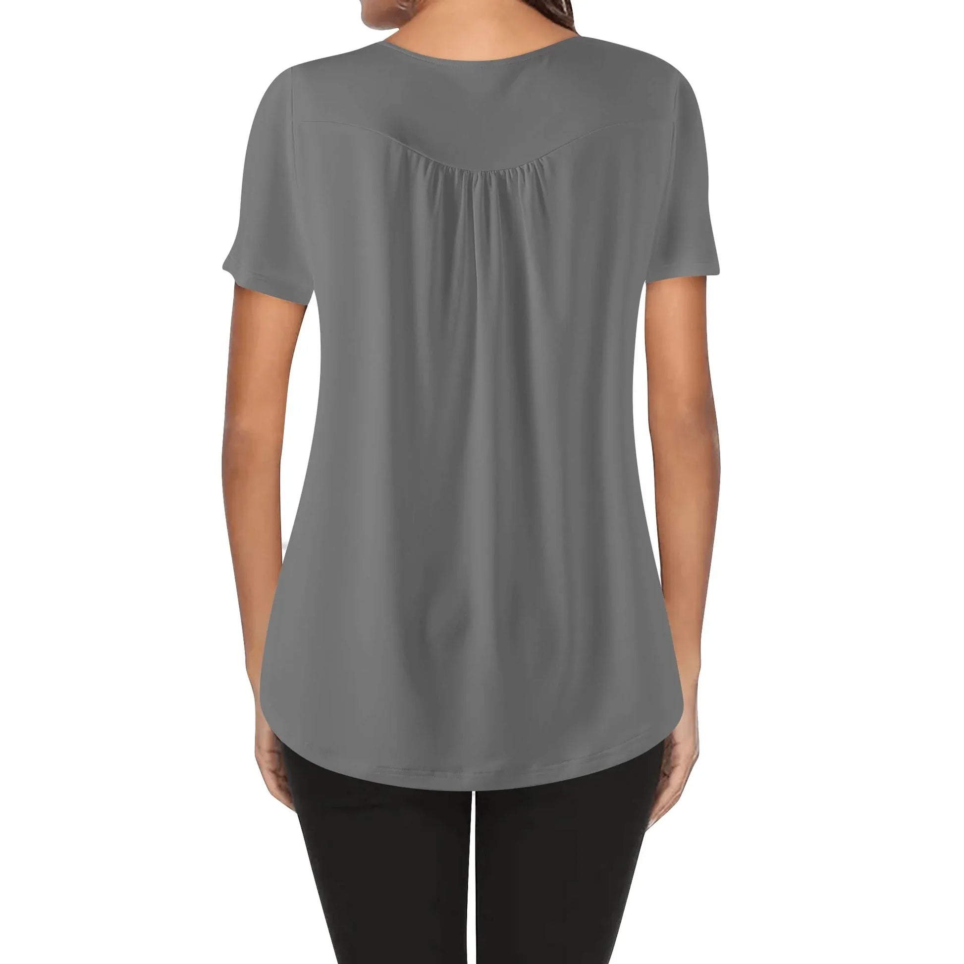lockere-bluse-mit-u-ausschnitt-und-kurzen-armeln-fur-damen-grau-bluse-jlr-design-2 - JLR Design
