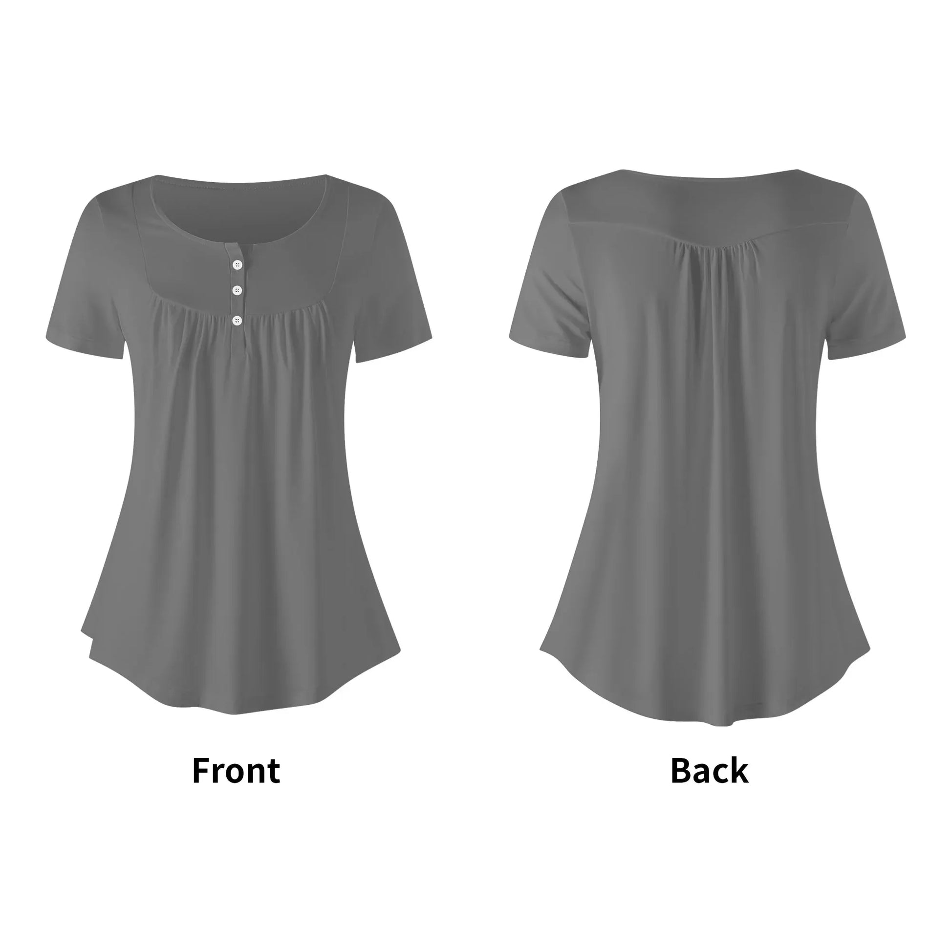 lockere-bluse-mit-u-ausschnitt-und-kurzen-armeln-fur-damen-grau-bluse-jlr-design-5 - JLR Design