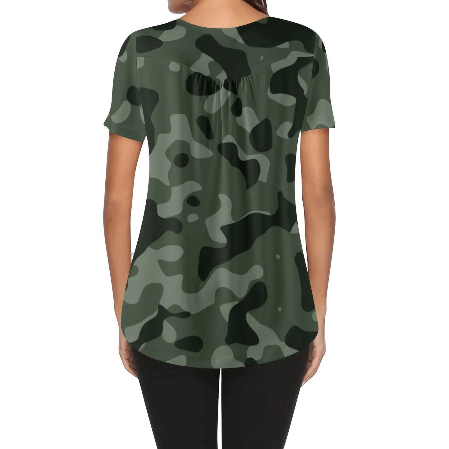 lockere-bluse-mit-u-ausschnitt-und-kurzen-armeln-fur-damen-green-camouflage-bluse-jlr-design-2 - JLR Design
