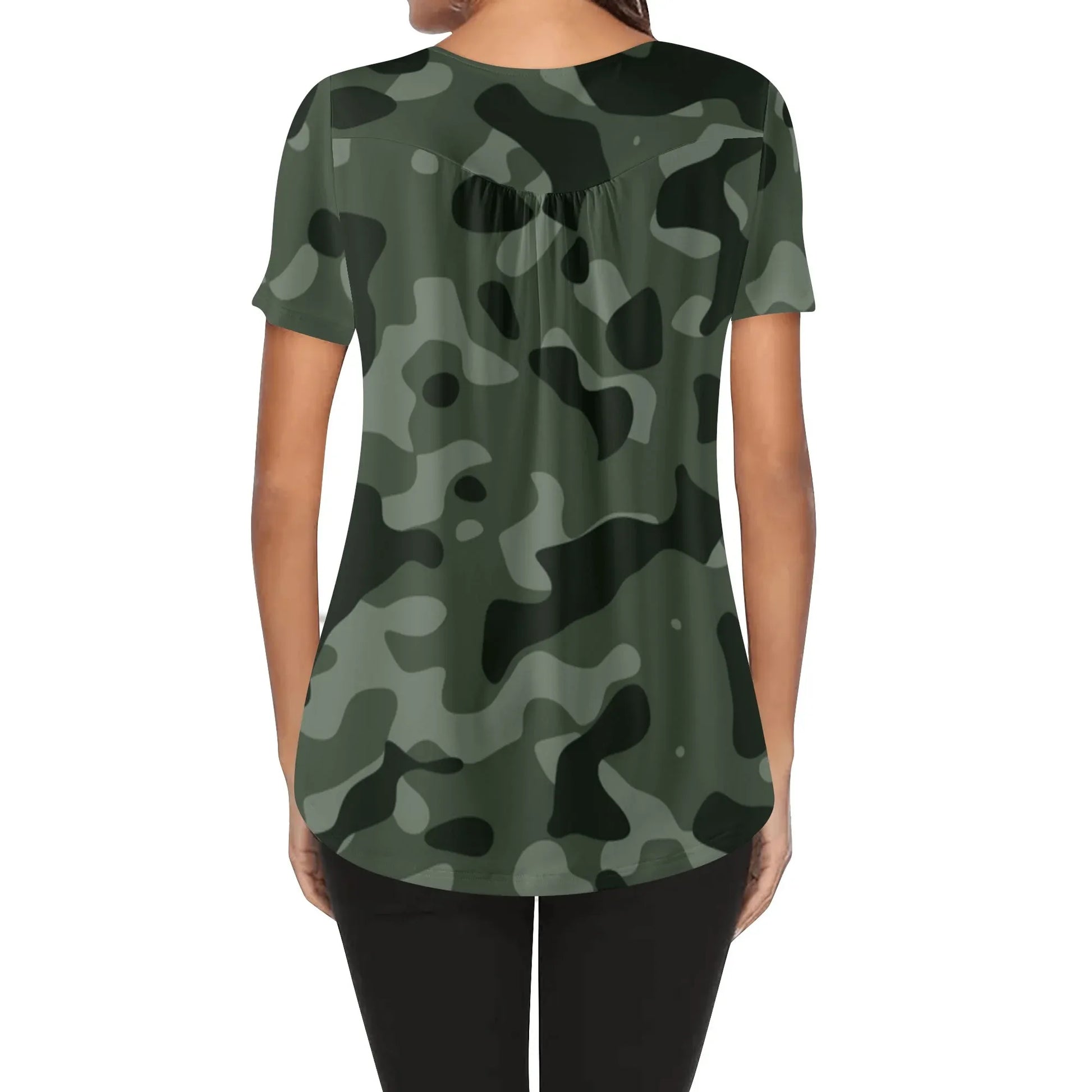 lockere-bluse-mit-u-ausschnitt-und-kurzen-armeln-fur-damen-green-camouflage-bluse-jlr-design-2 - JLR Design