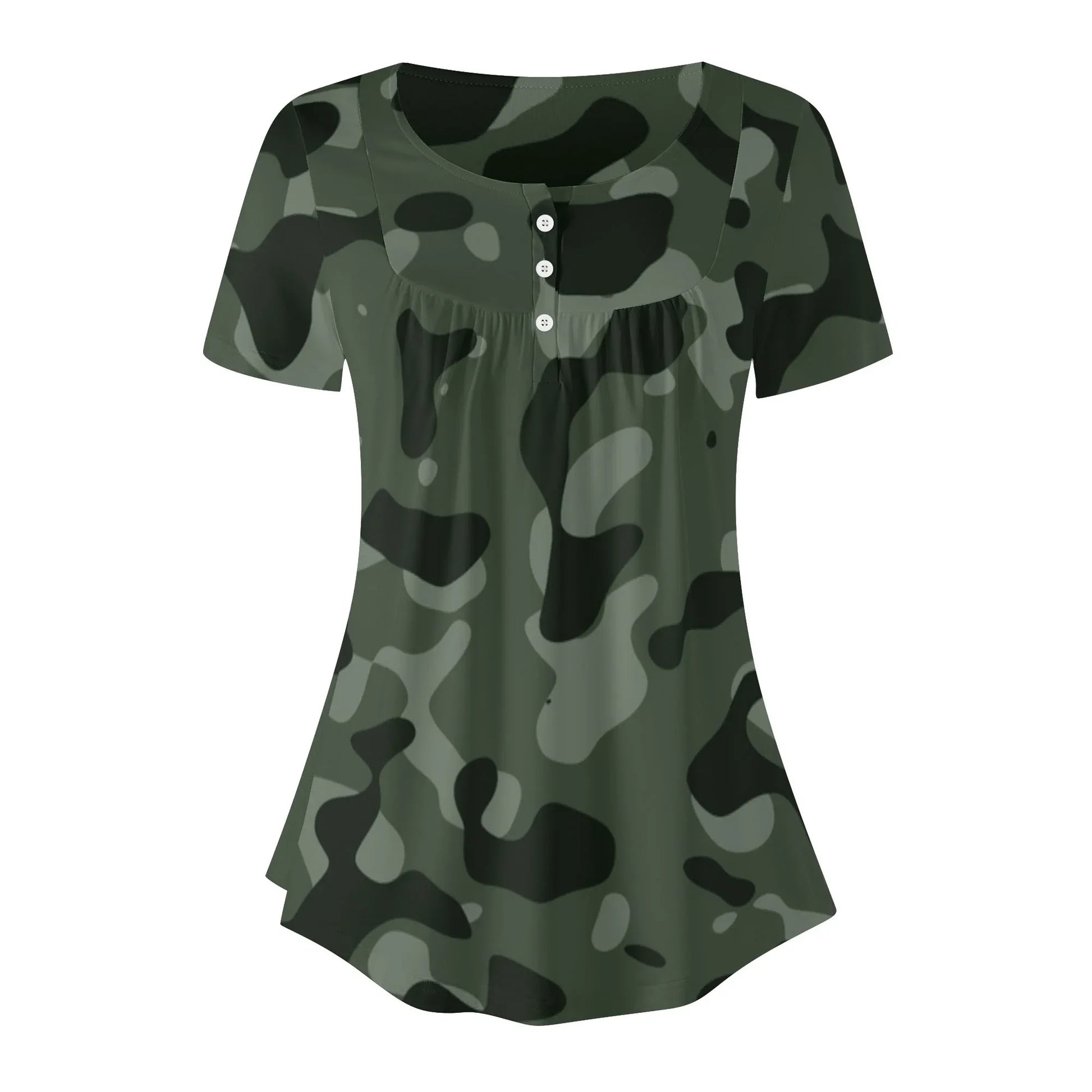 lockere-bluse-mit-u-ausschnitt-und-kurzen-armeln-fur-damen-green-camouflage-bluse-jlr-design-3 - JLR Design