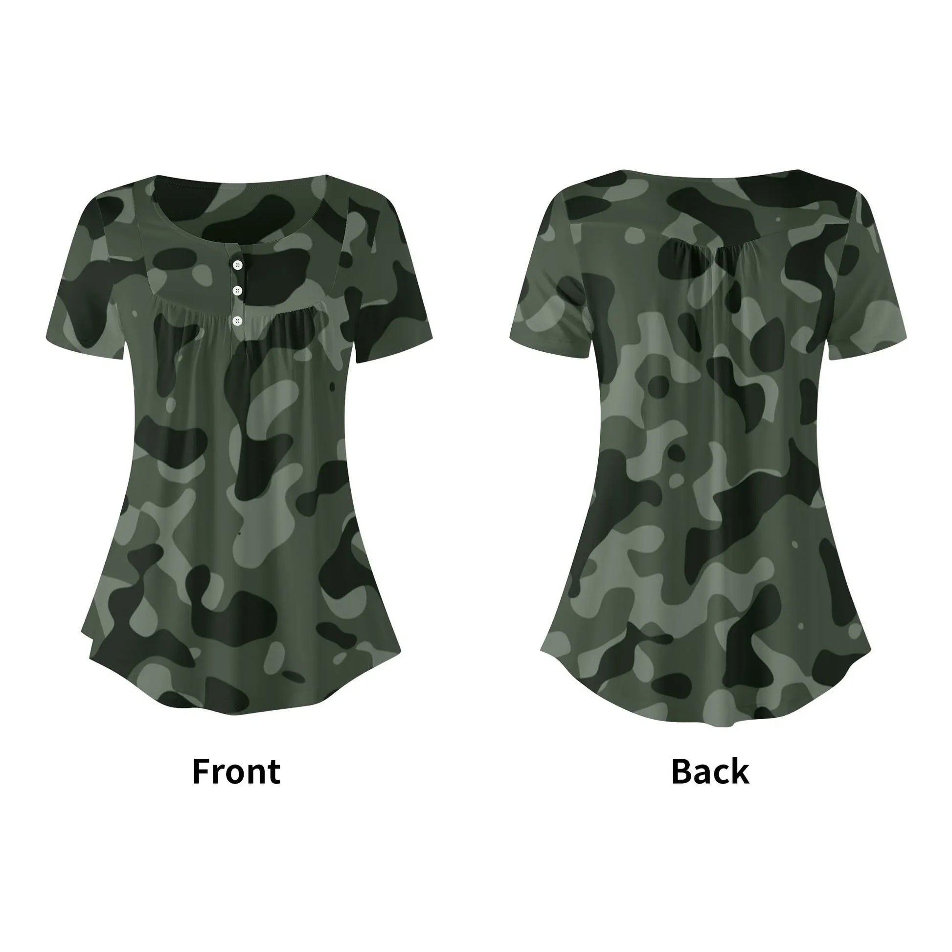lockere-bluse-mit-u-ausschnitt-und-kurzen-armeln-fur-damen-green-camouflage-bluse-jlr-design-5 - JLR Design