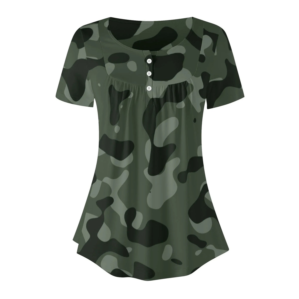 lockere-bluse-mit-u-ausschnitt-und-kurzen-armeln-fur-damen-green-camouflage-bluse-jlr-design-jlr-design-de-3 - JLR Design
