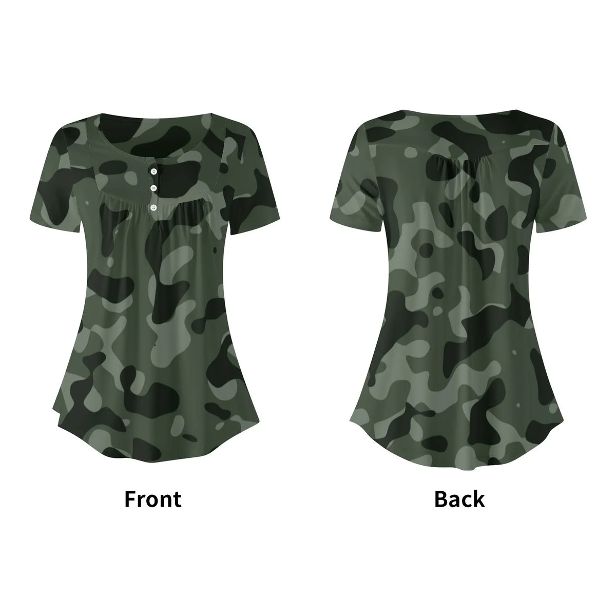lockere-bluse-mit-u-ausschnitt-und-kurzen-armeln-fur-damen-green-camouflage-bluse-jlr-design-jlr-design-de-5 - JLR Design