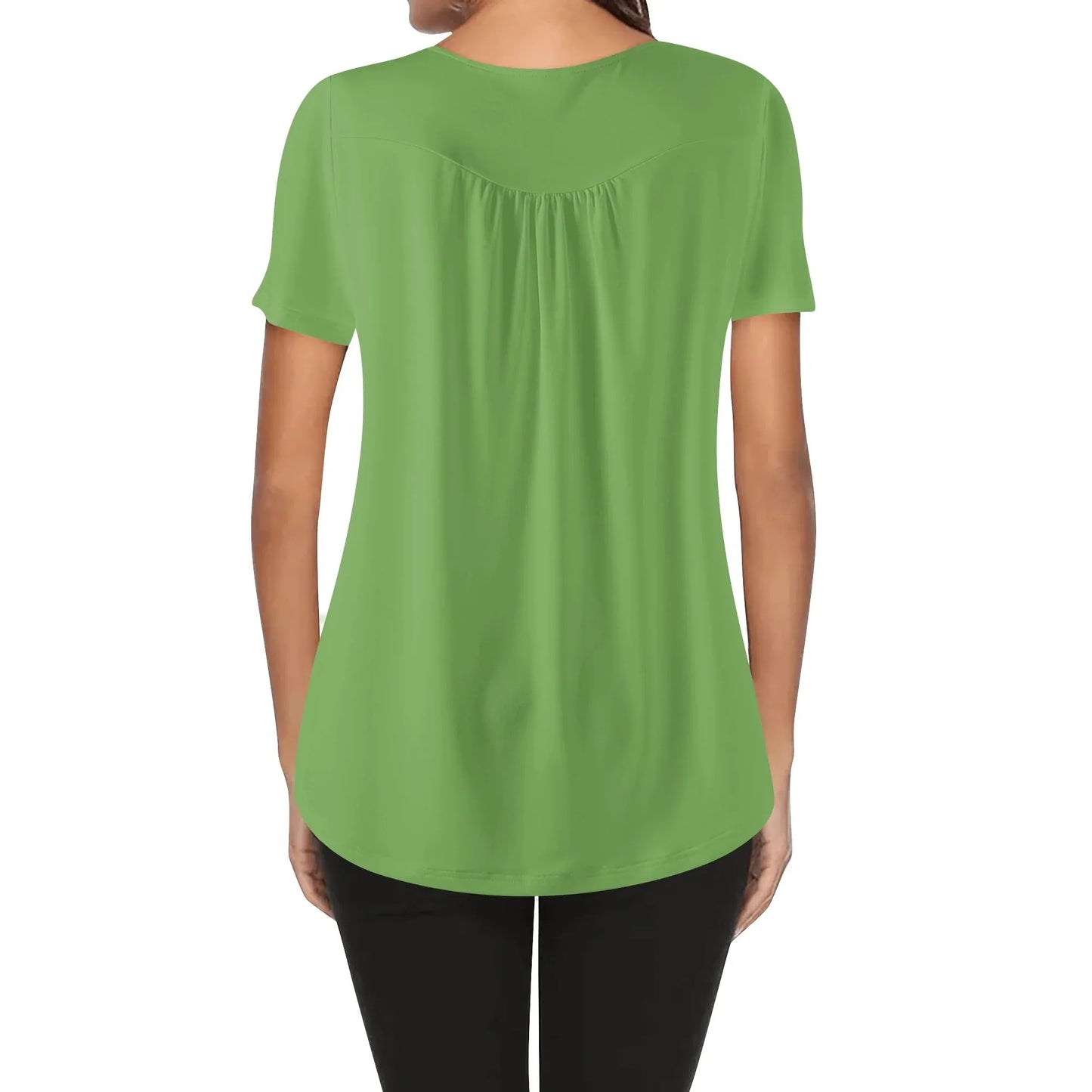 lockere-bluse-mit-u-ausschnitt-und-kurzen-armeln-fur-damen-grun-bluse-jlr-design-2 - JLR Design