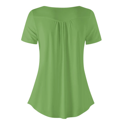 lockere-bluse-mit-u-ausschnitt-und-kurzen-armeln-fur-damen-grun-bluse-jlr-design-4 - JLR Design