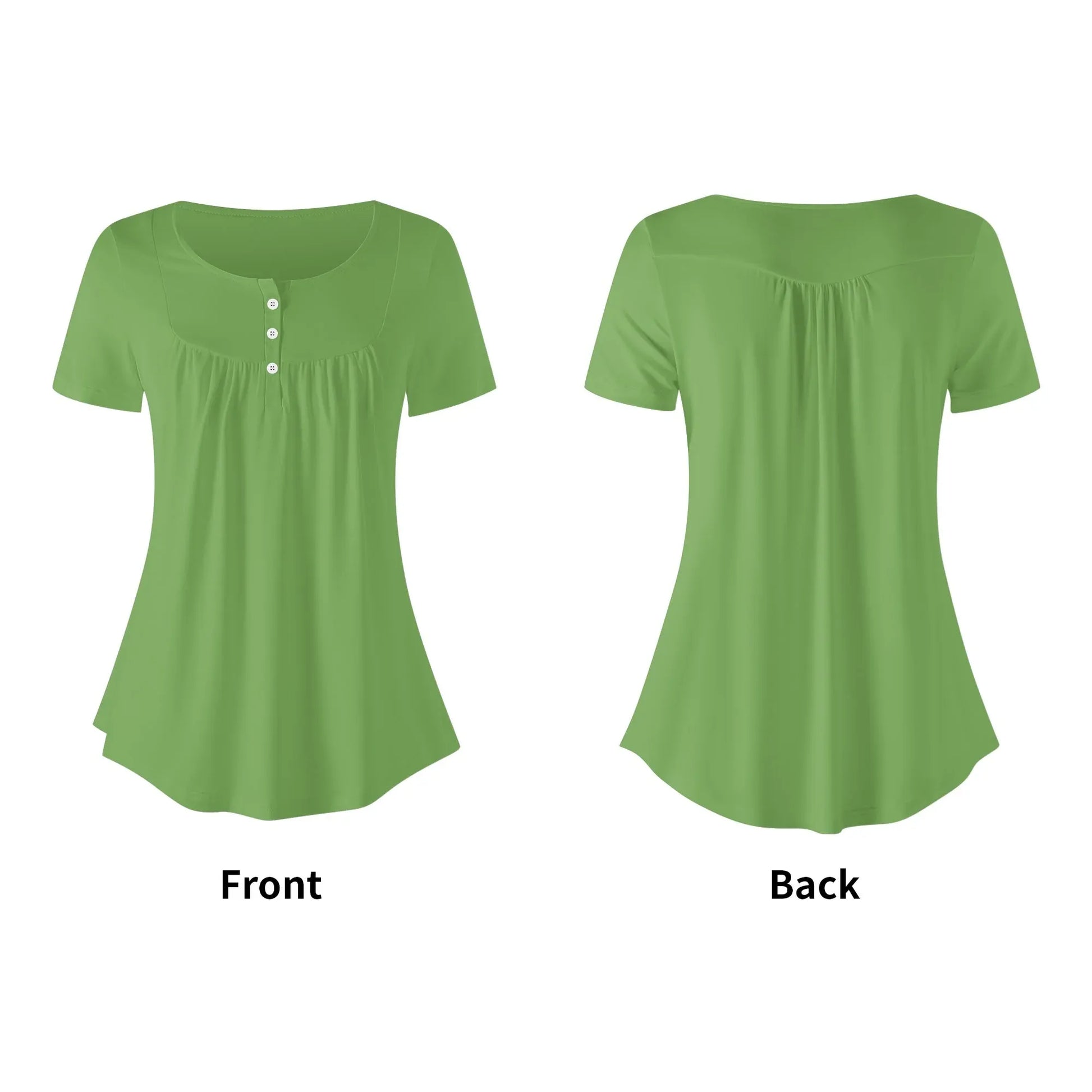 lockere-bluse-mit-u-ausschnitt-und-kurzen-armeln-fur-damen-grun-bluse-jlr-design-5 - JLR Design