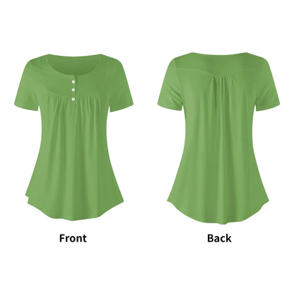 lockere-bluse-mit-u-ausschnitt-und-kurzen-armeln-fur-damen-grun-bluse-jlr-design-5 - JLR Design