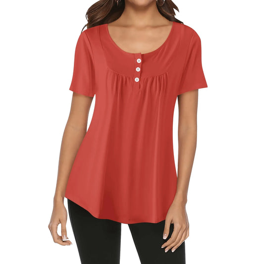 lockere-bluse-mit-u-ausschnitt-und-kurzen-armeln-fur-damen-harley-davidson-red-bluse-jlr-design-1 - JLR Design