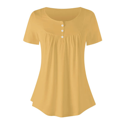 lockere-bluse-mit-u-ausschnitt-und-kurzen-armeln-fur-damen-harvest-gold-bluse-jlr-design-2 - JLR Design