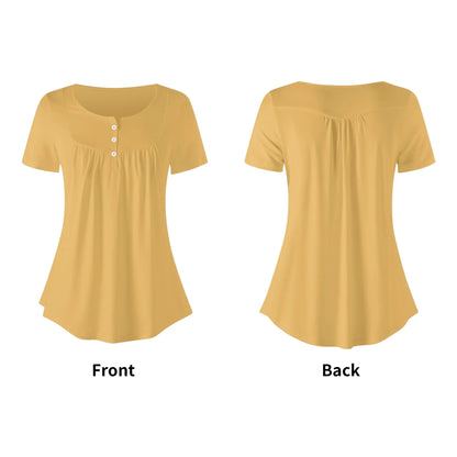 lockere-bluse-mit-u-ausschnitt-und-kurzen-armeln-fur-damen-harvest-gold-bluse-jlr-design-4 - JLR Design