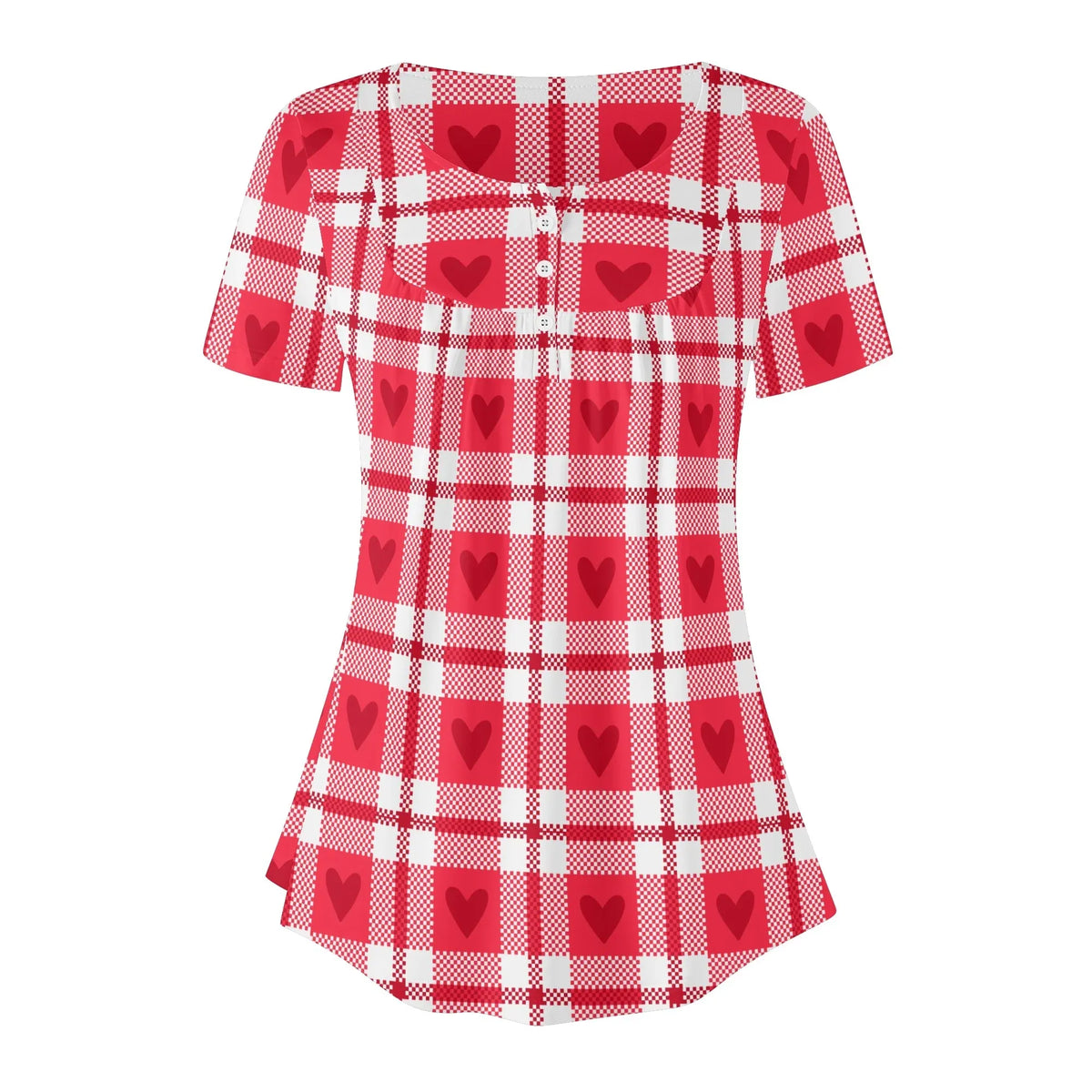 lockere-bluse-mit-u-ausschnitt-und-kurzen-armeln-fur-damen-herzchen-karo-bluse-jlr-design-jlr-design-de-3 - JLR Design
