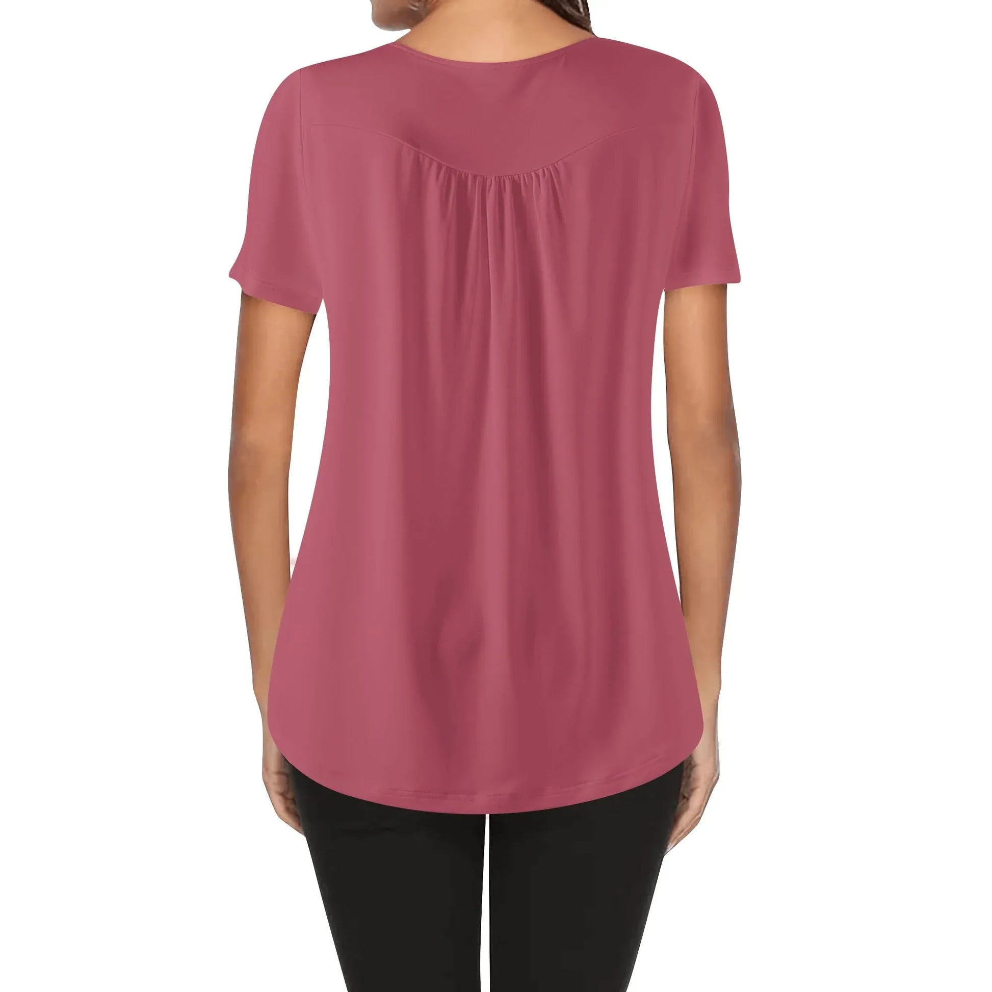 lockere-bluse-mit-u-ausschnitt-und-kurzen-armeln-fur-damen-hippie-pink-bluse-jlr-design-2 - JLR Design