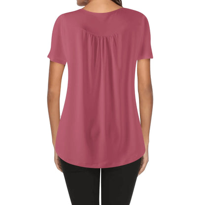 lockere-bluse-mit-u-ausschnitt-und-kurzen-armeln-fur-damen-hippie-pink-bluse-jlr-design-2 - JLR Design