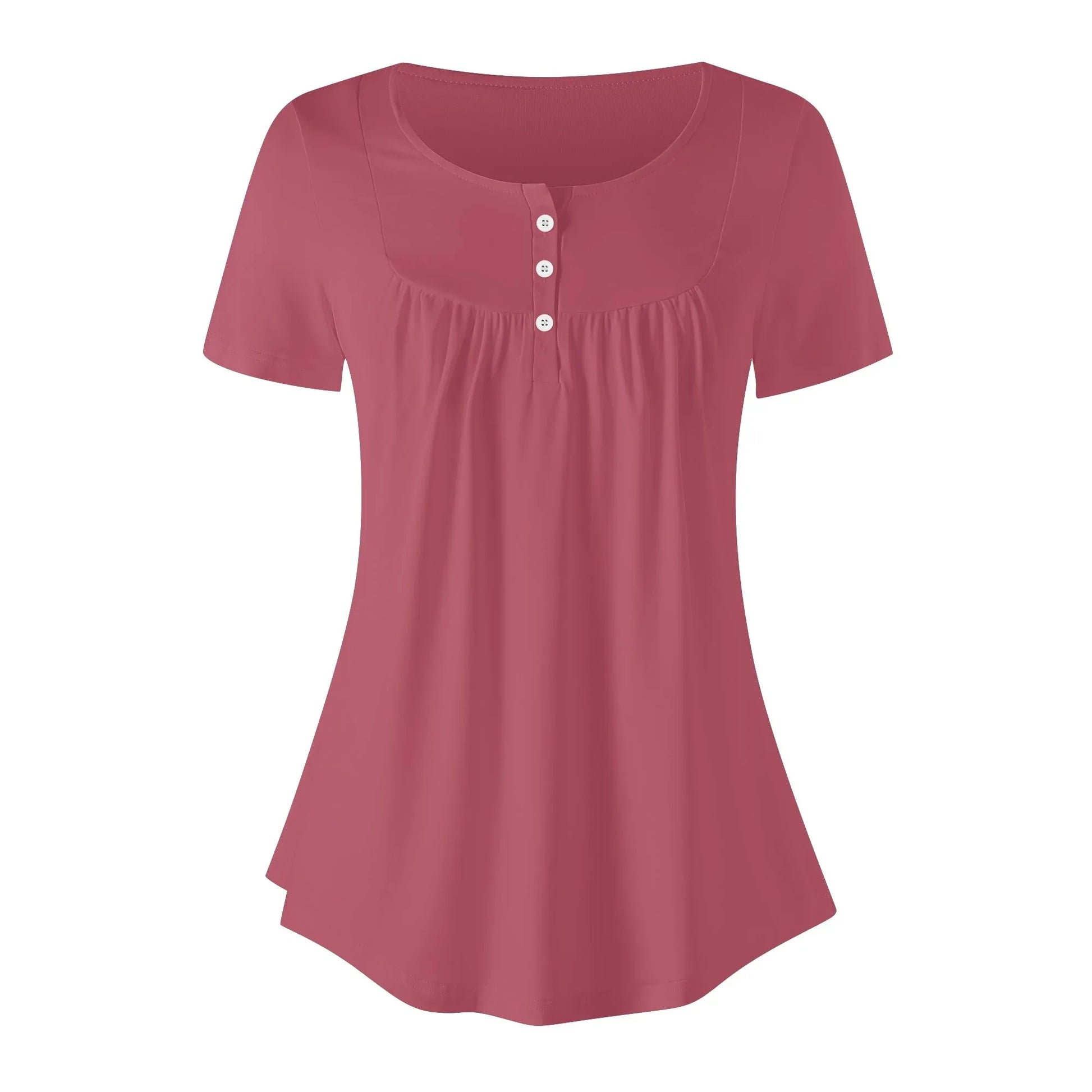 lockere-bluse-mit-u-ausschnitt-und-kurzen-armeln-fur-damen-hippie-pink-bluse-jlr-design-3 - JLR Design