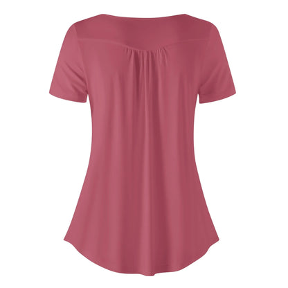 lockere-bluse-mit-u-ausschnitt-und-kurzen-armeln-fur-damen-hippie-pink-bluse-jlr-design-4 - JLR Design