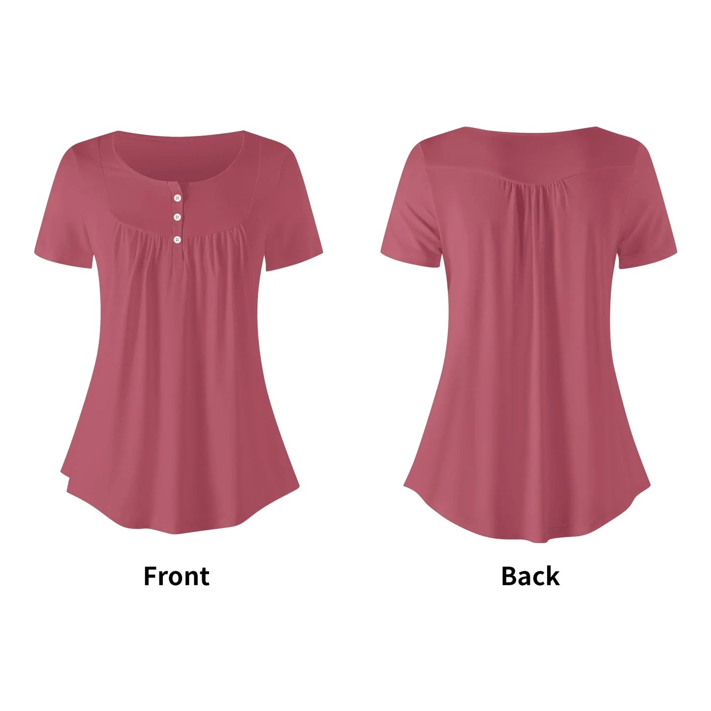 lockere-bluse-mit-u-ausschnitt-und-kurzen-armeln-fur-damen-hippie-pink-bluse-jlr-design-5 - JLR Design