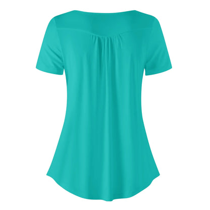 lockere-bluse-mit-u-ausschnitt-und-kurzen-armeln-fur-damen-iris-blue-bluse-jlr-design-4 - JLR Design