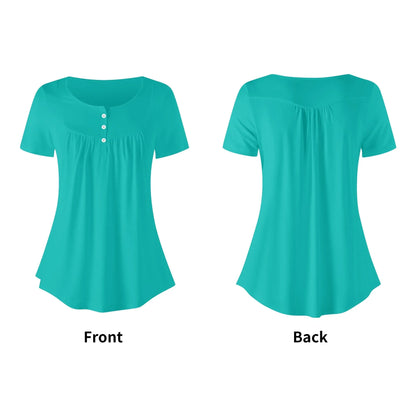 lockere-bluse-mit-u-ausschnitt-und-kurzen-armeln-fur-damen-iris-blue-bluse-jlr-design-5 - JLR Design
