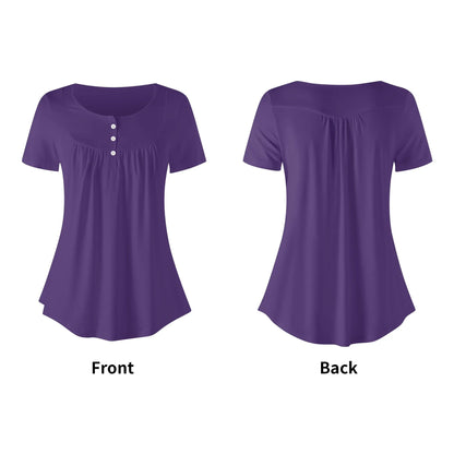lockere-bluse-mit-u-ausschnitt-und-kurzen-armeln-fur-damen-lila-bluse-jlr-design-5 - JLR Design