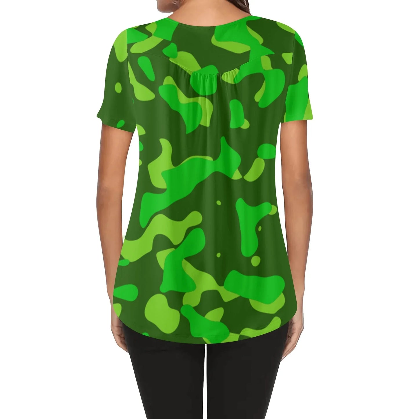 lockere-bluse-mit-u-ausschnitt-und-kurzen-armeln-fur-damen-lime-green-camouflage-bluse-jlr-design-2 - JLR Design