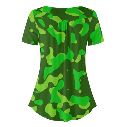 lockere-bluse-mit-u-ausschnitt-und-kurzen-armeln-fur-damen-lime-green-camouflage-bluse-jlr-design-4 - JLR Design