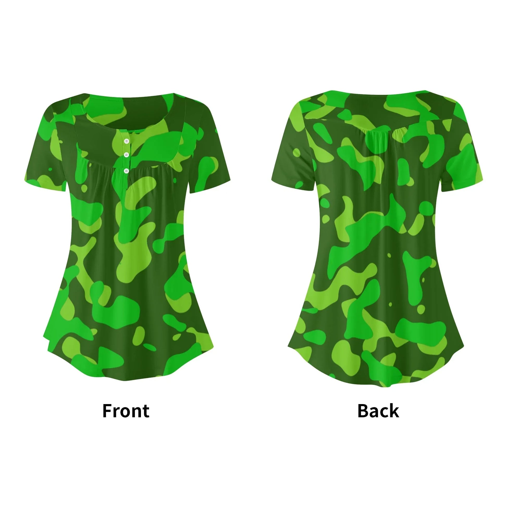 lockere-bluse-mit-u-ausschnitt-und-kurzen-armeln-fur-damen-lime-green-camouflage-bluse-jlr-design-5 - JLR Design