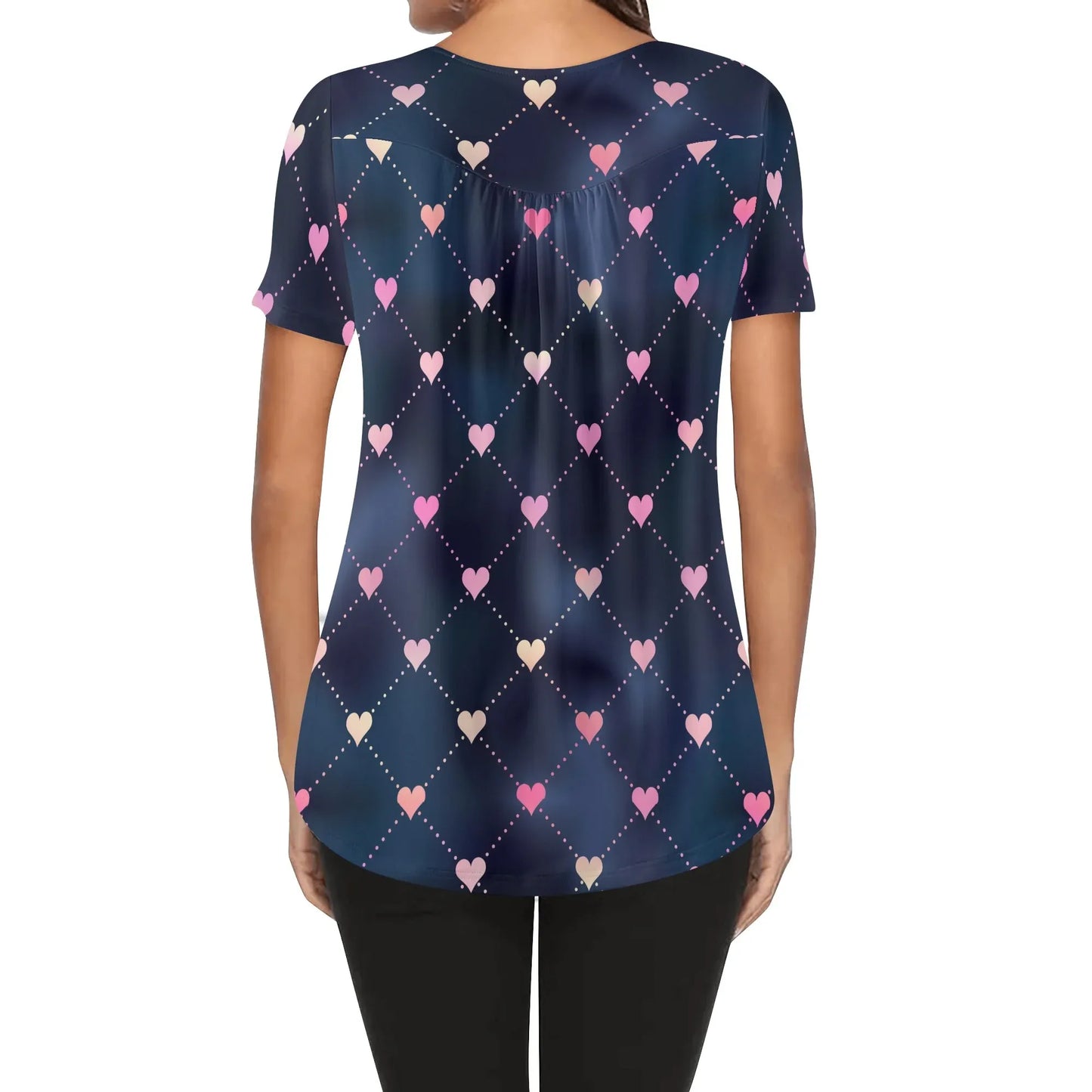 lockere-bluse-mit-u-ausschnitt-und-kurzen-armeln-fur-damen-line-hearts-bluse-jlr-design-2 - JLR Design