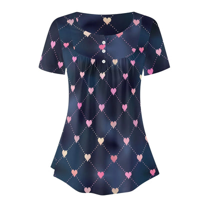 lockere-bluse-mit-u-ausschnitt-und-kurzen-armeln-fur-damen-line-hearts-bluse-jlr-design-3 - JLR Design