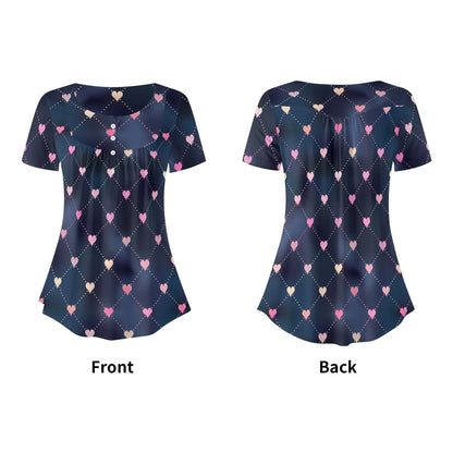 lockere-bluse-mit-u-ausschnitt-und-kurzen-armeln-fur-damen-line-hearts-bluse-jlr-design-5 - JLR Design