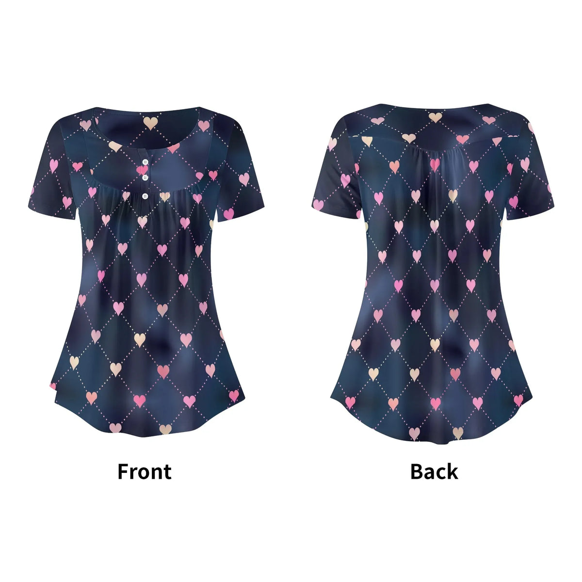 lockere-bluse-mit-u-ausschnitt-und-kurzen-armeln-fur-damen-line-hearts-bluse-jlr-design-jlr-design-de-5 - JLR Design