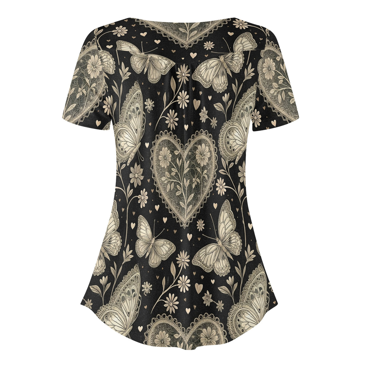 lockere-bluse-mit-u-ausschnitt-und-kurzen-armeln-fur-damen-monochrome-heart-v1-bluse-jlr-design-jlr-design-de-4 - JLR Design