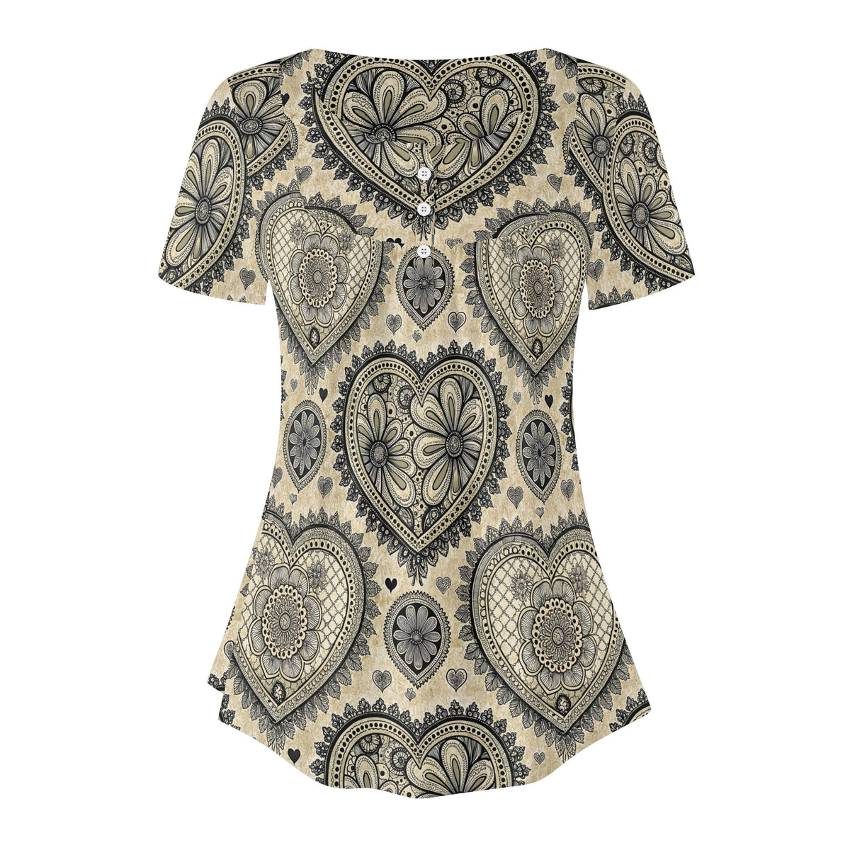 lockere-bluse-mit-u-ausschnitt-und-kurzen-armeln-fur-damen-monochrome-heart-v2-bluse-jlr-design-jlr-design-de-3 - JLR Design