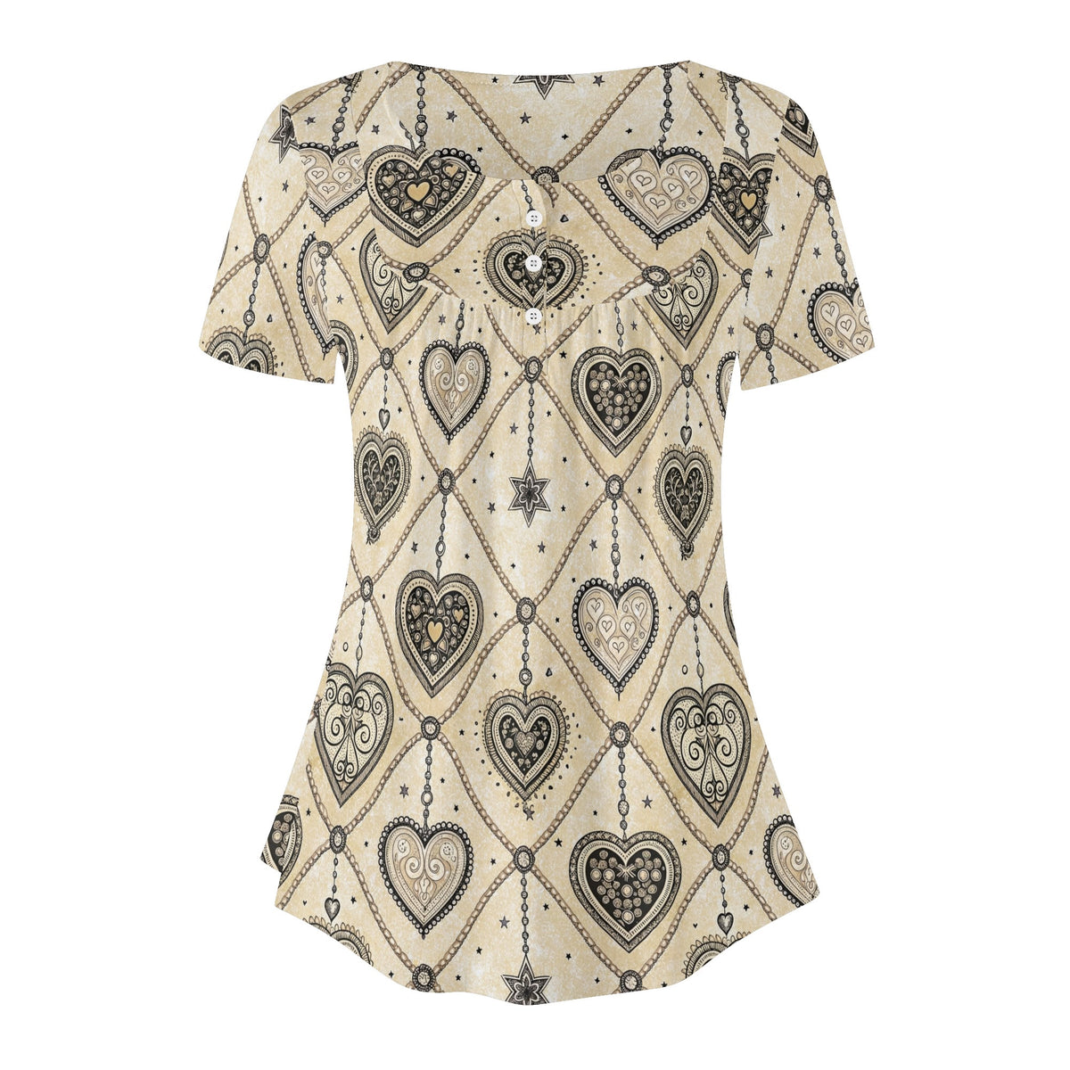 lockere-bluse-mit-u-ausschnitt-und-kurzen-armeln-fur-damen-monochrome-heart-v4-bluse-jlr-design-jlr-design-de-3 - JLR Design