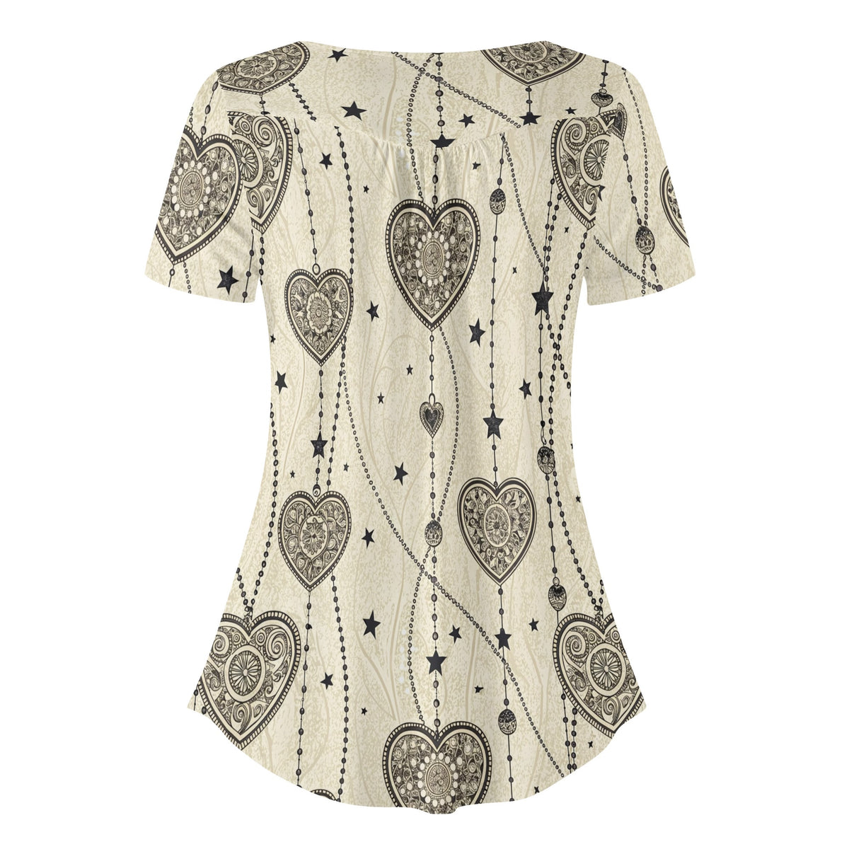 lockere-bluse-mit-u-ausschnitt-und-kurzen-armeln-fur-damen-monochrome-heart-v6-bluse-jlr-design-jlr-design-de-4 - JLR Design