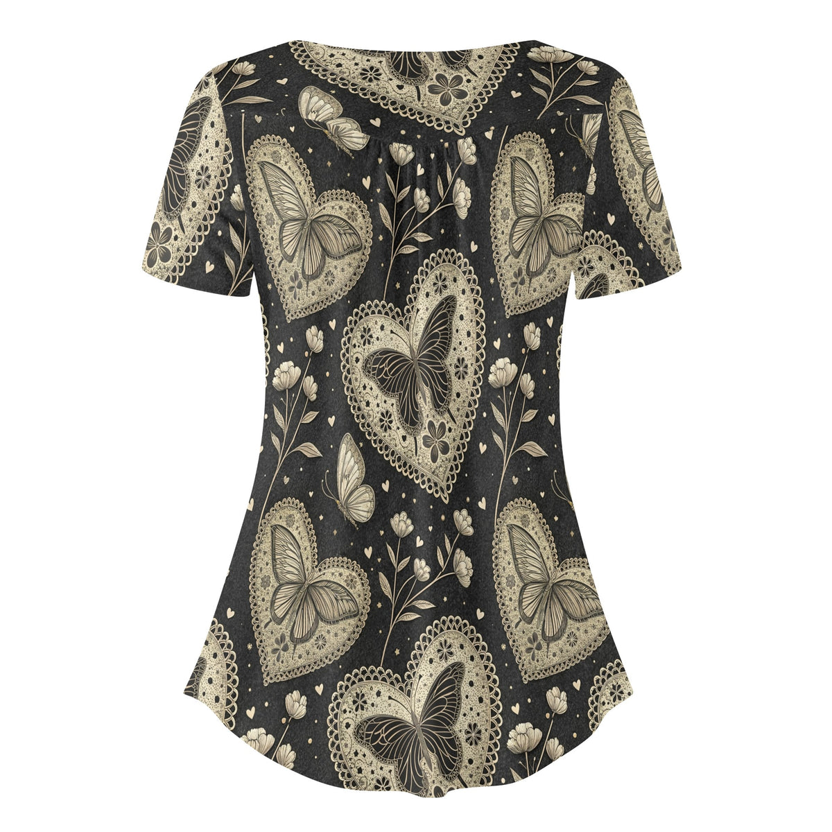 lockere-bluse-mit-u-ausschnitt-und-kurzen-armeln-fur-damen-monochrome-heart-v7-bluse-jlr-design-jlr-design-de-4 - JLR Design