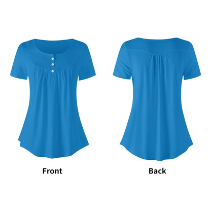 lockere-bluse-mit-u-ausschnitt-und-kurzen-armeln-fur-damen-navy-blue-bluse-jlr-design-5 - JLR Design