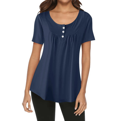 lockere-bluse-mit-u-ausschnitt-und-kurzen-armeln-fur-damen-navy-bluse-jlr-design-1 - JLR Design