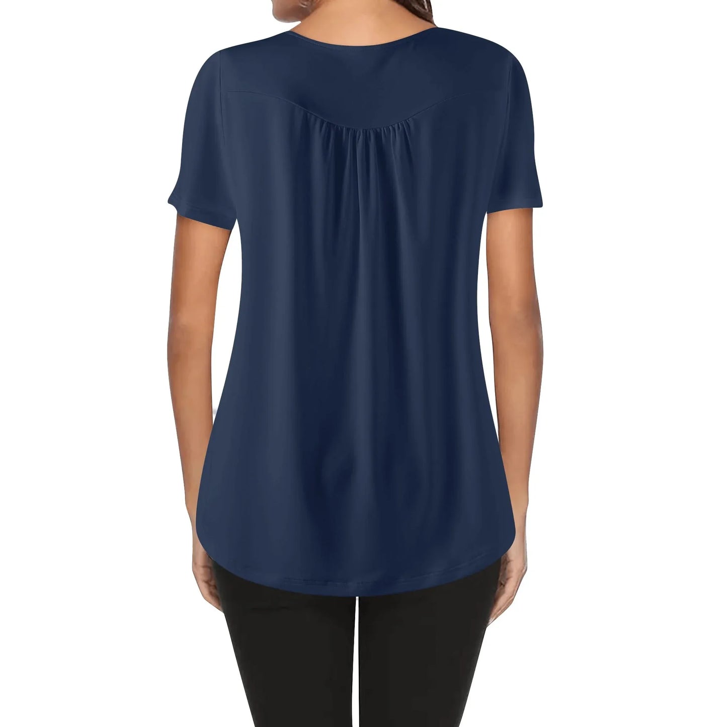 lockere-bluse-mit-u-ausschnitt-und-kurzen-armeln-fur-damen-navy-bluse-jlr-design-2 - JLR Design