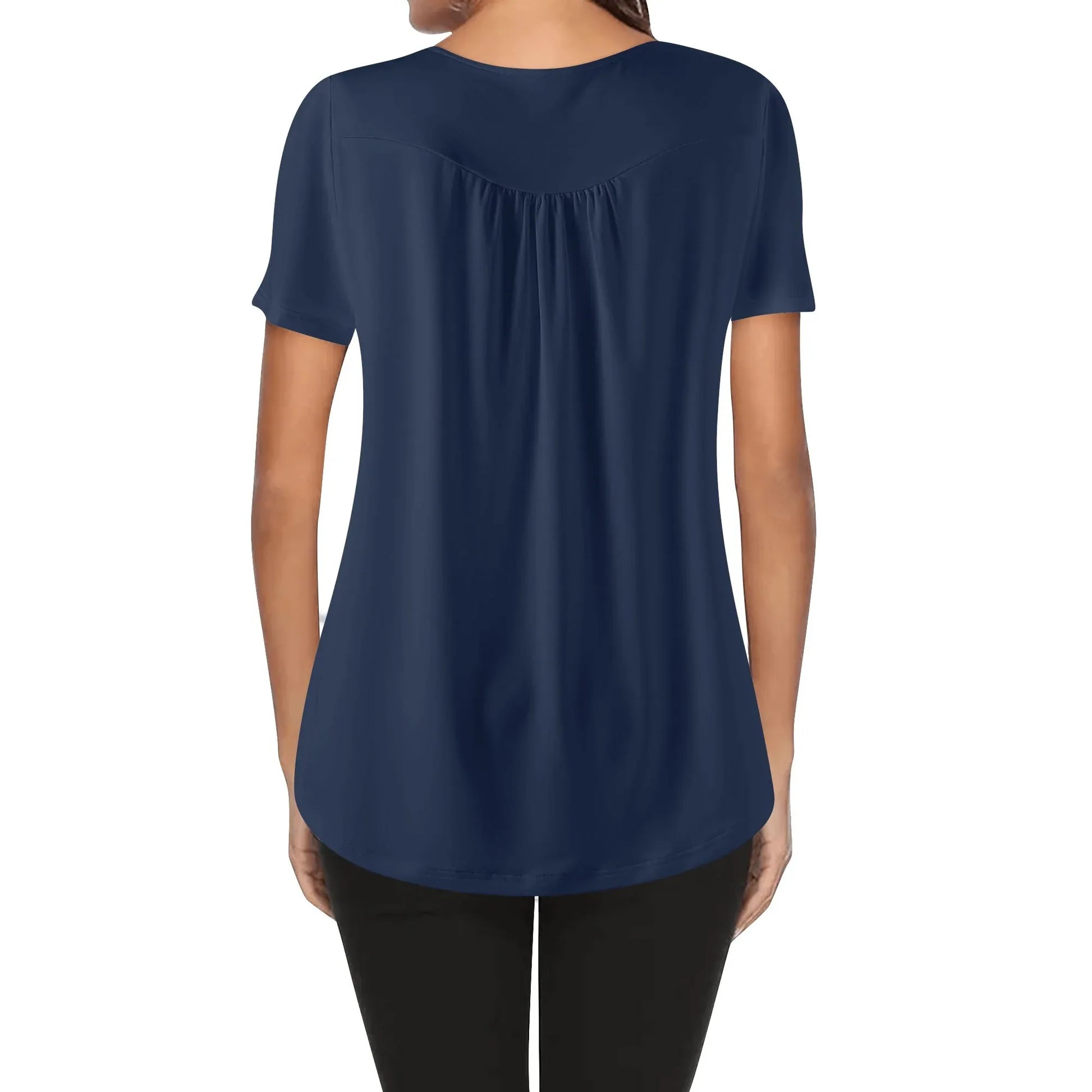 lockere-bluse-mit-u-ausschnitt-und-kurzen-armeln-fur-damen-navy-bluse-jlr-design-2 - JLR Design